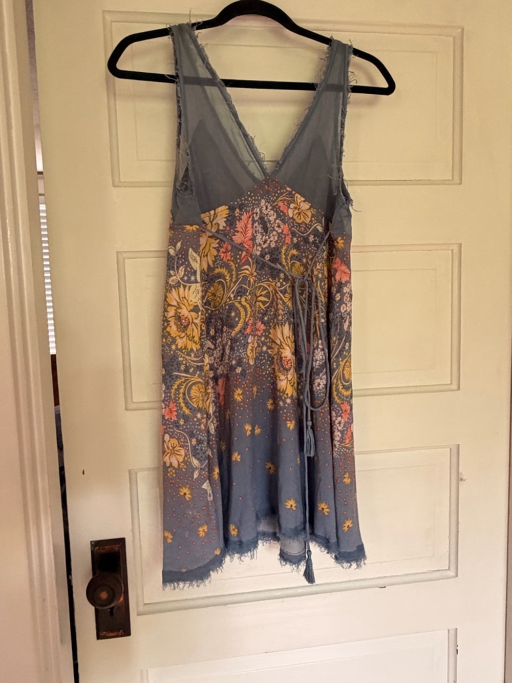Floral Blue V-Neck Chemise Slip - Picture 2 of 2